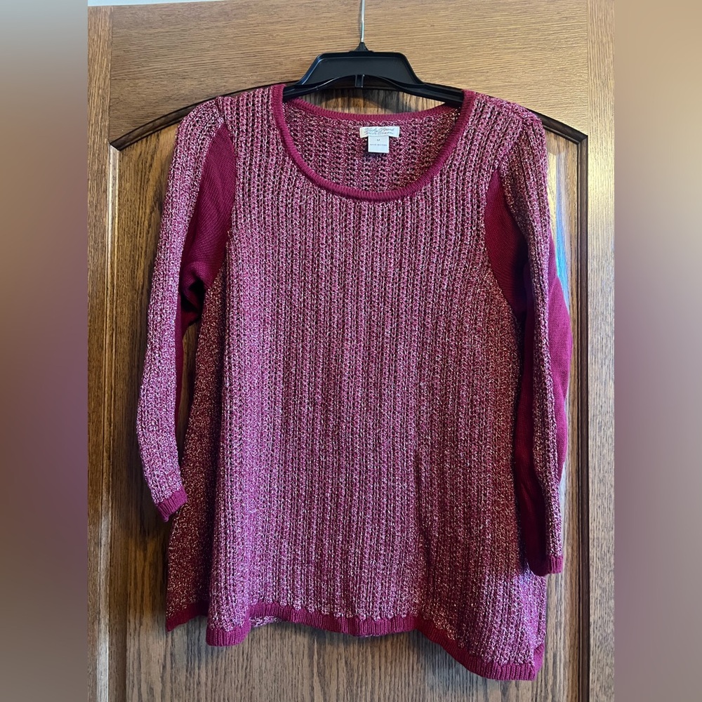 Lucky Brand Maroon Crew Neck Sweater